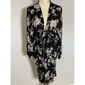 Spiritual Gangster Maya Black Floral Print Kimono One Size